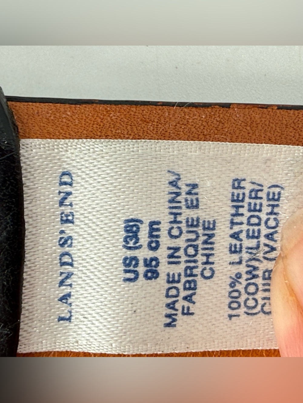 Lands’ End Black Leather Belt 38 - Picture 6 of 9